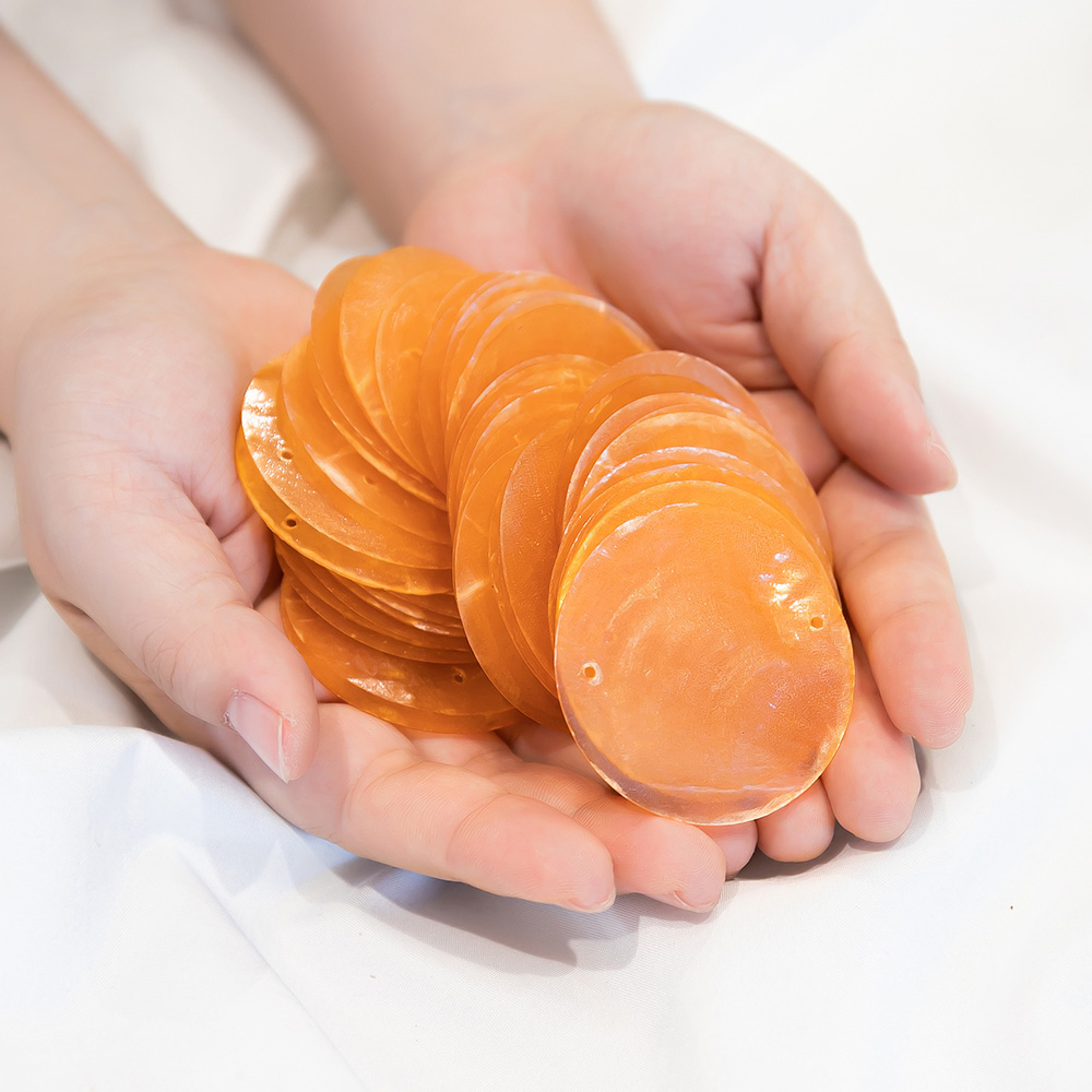 리빙랩스 라탄 천연 자개 재료 오렌지