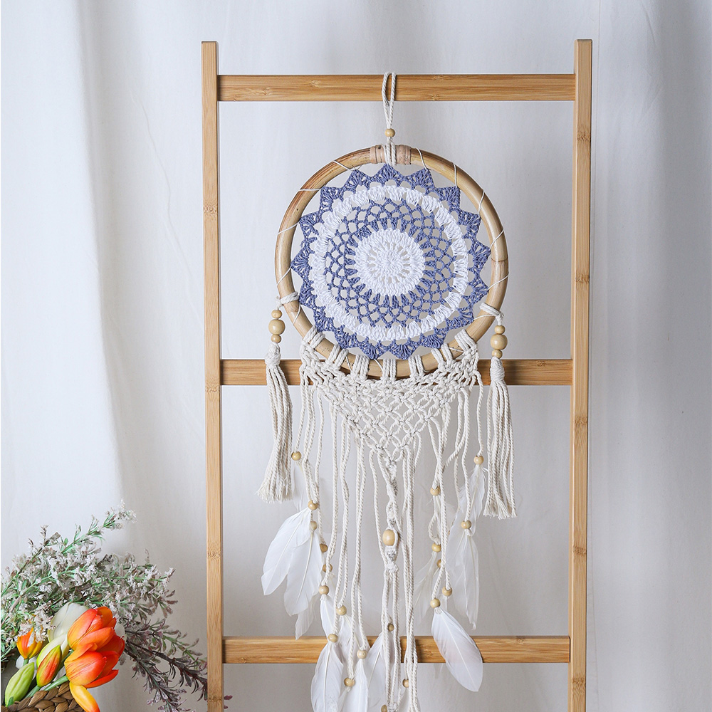 리빙랩스 라탄 마크라메 드림캐쳐 네이비 22cm